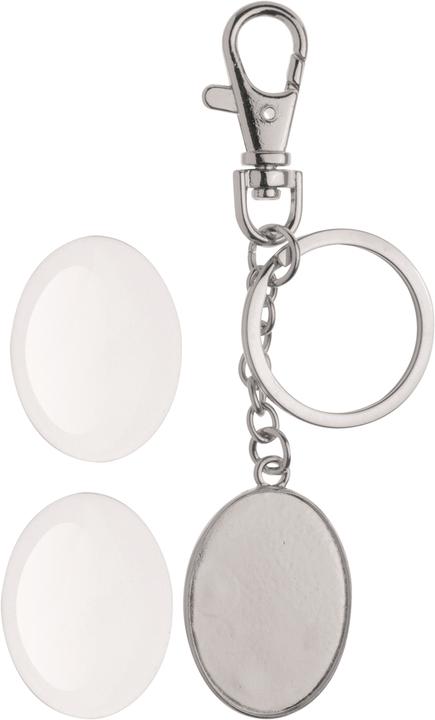 Actual product image Glorex Keychain double sided oval silver37x27mm