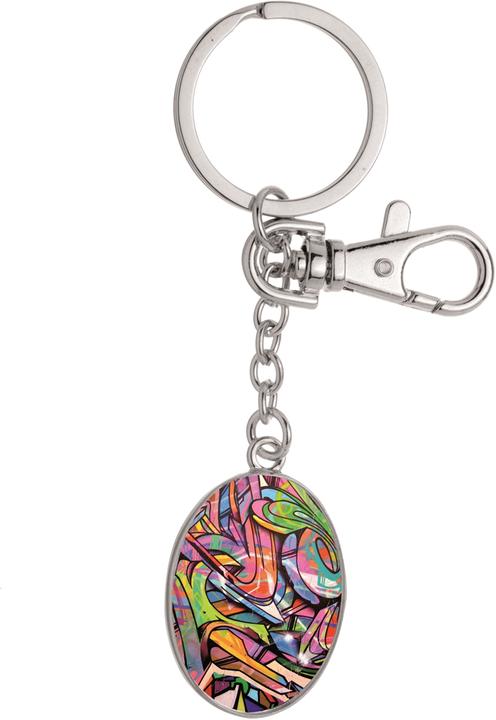 Actual product image Glorex Keychain double sided oval silver37x27mm
