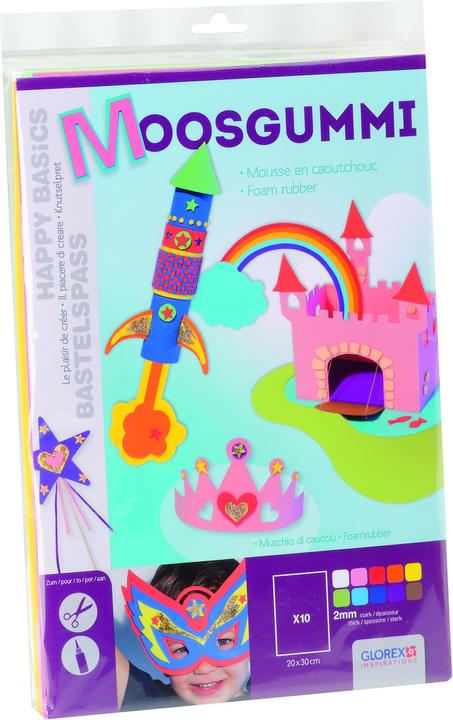 Glorex Mousse à découper A4 2mm, assortiment de 10pcs