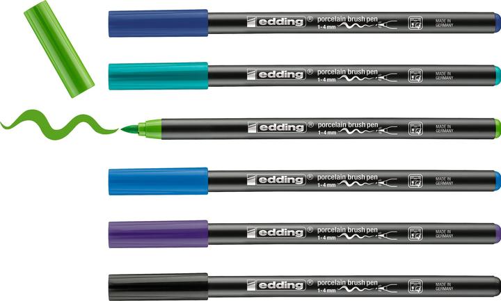 Actual product image Edding Porcelain Pens Cool Colours Set of 6. (Multicoloured, 4 mm, 6 x)