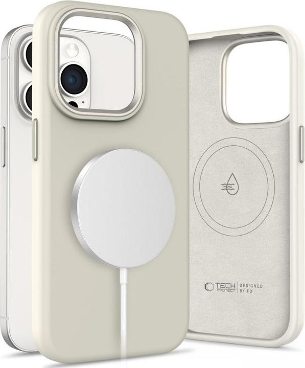 Actual product image Tech-Protect Silicone PU Case MagSafe for iPhone 15 Pro Max - Beige (Apple iPhone 15 Pro Max)