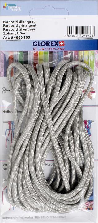 Produktbild Glorex Paracord 2x4mm, 5m silbergrau
