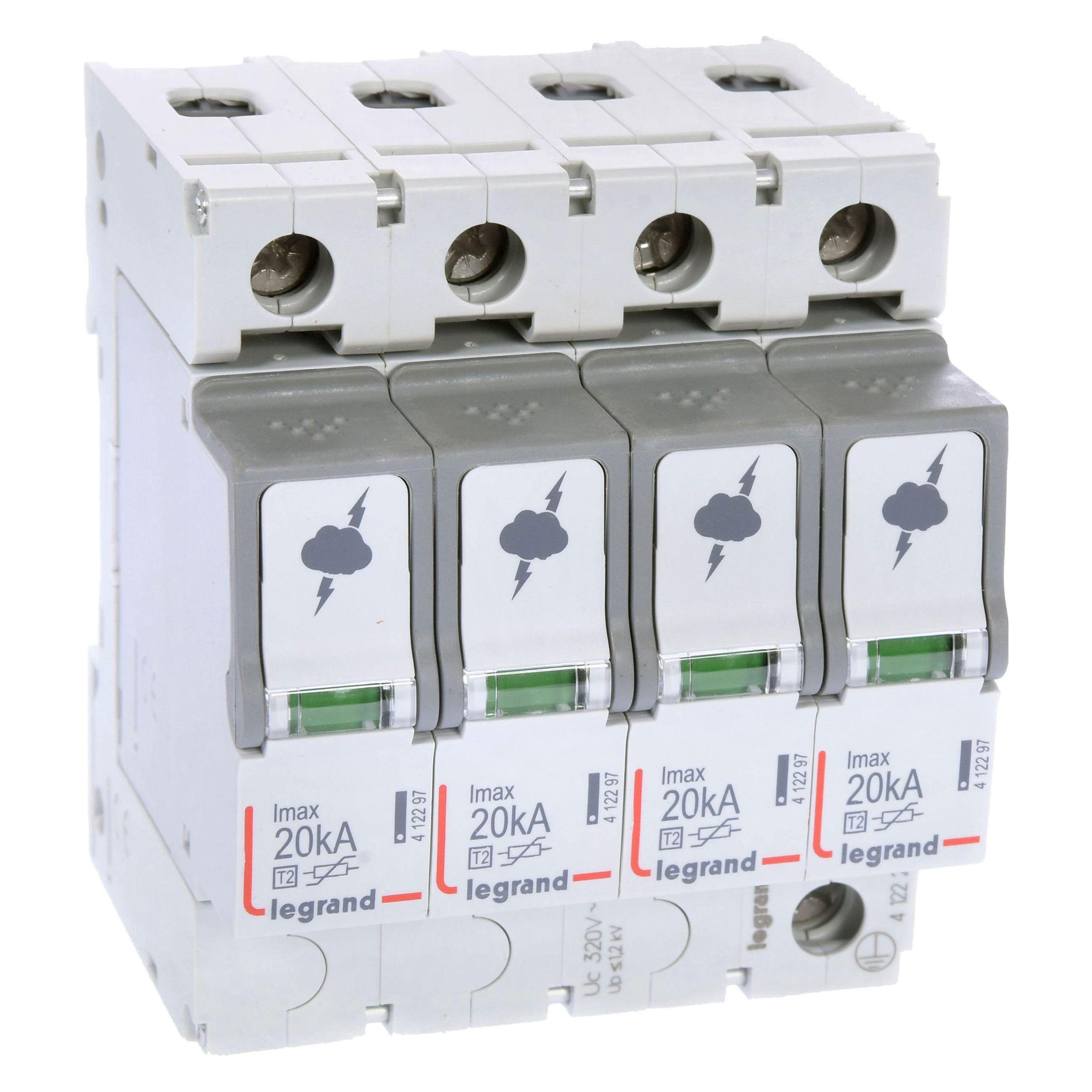 Legrand Grigio Protezione Contro Le Sovratensioni, Apribojimai Penki On300 C 4P 20 Ka 1,2 Kv 412223