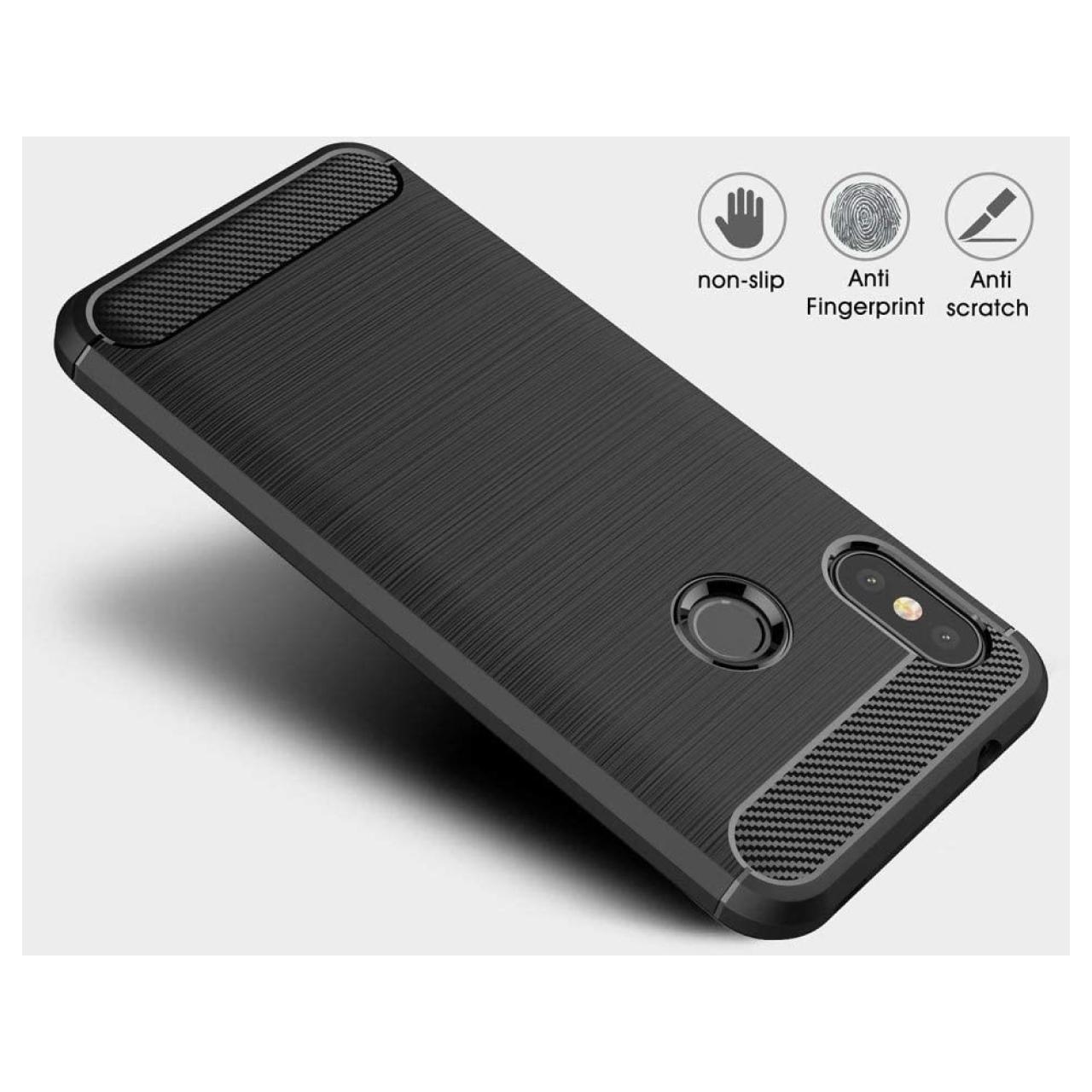 Thumbnail - Screenguard Xiaomi Mi A2 Lite Hülle Carbon Brushed Soft TPU (Xiaomi Mi A2 lite), Smartphone Hülle, Schwarz