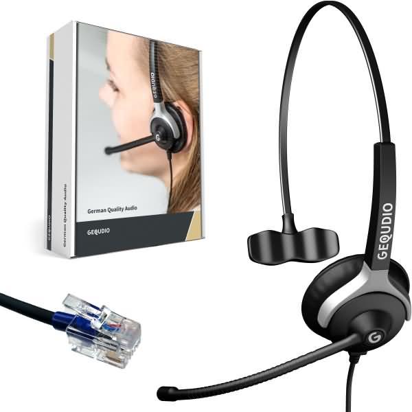 Gequdio Headset 1-Ohr kompatibel für Cisco Telefone inklusive Anschlusskabel (Kabelgebunden), Office Headset, Schwarz, S...