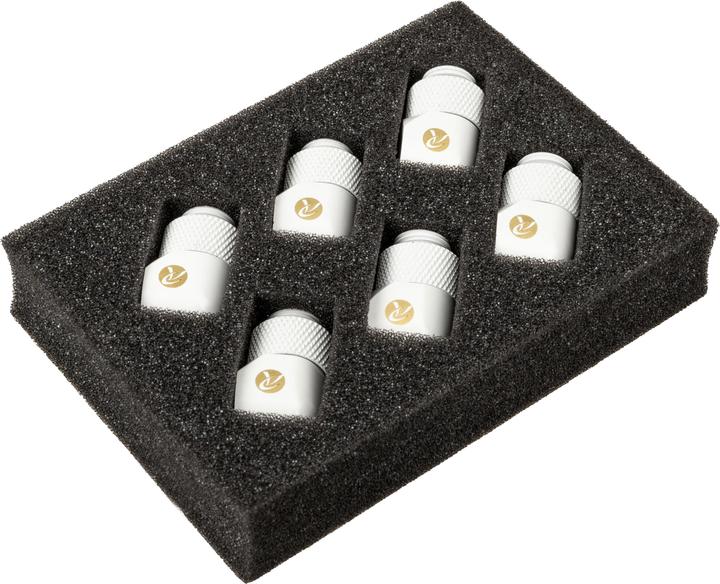 Image du produit Raijintek RAI 90 degrés G1/4 pouce mâle à G1/4 pouce femelle - pivotant, pack de 6, blanc