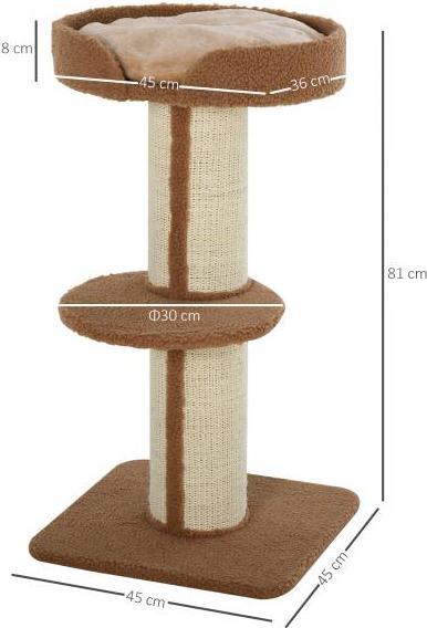 Immagine prodotto PawHut Albero per gatti con piattaforma (91 cm, Marrone chiaro)