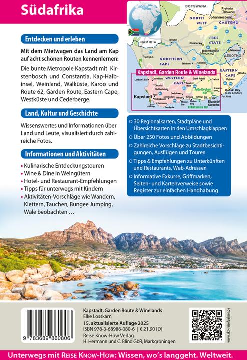 Image du produit Reiseführer Südafrika – Kapstadt, Garden Route & Winelands (Allemand, Elke Losskarn, 2025)