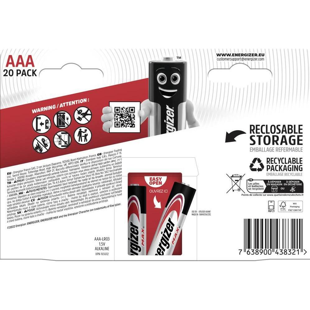 Thumbnail - Energizer Max (20 Stk., AAA), Batterien + Akkus