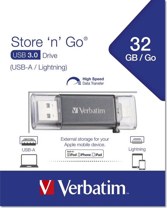 Produktbild Verbatim Store 'n' Go (32 GB, USB 3.1, Lightning)