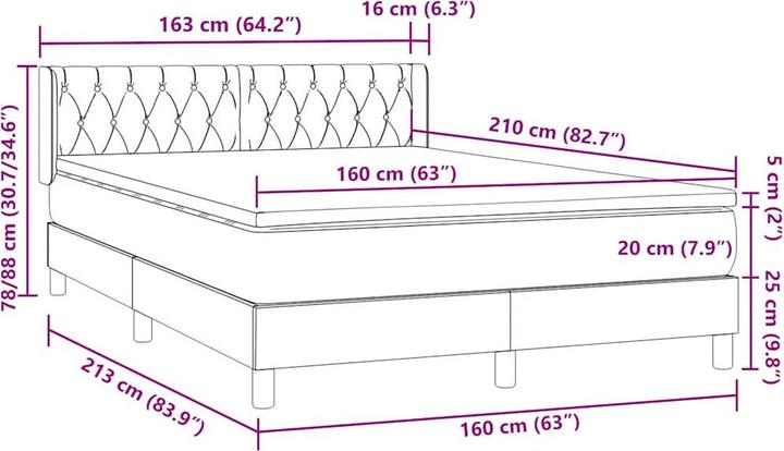 Produktbild vidaXL Boxspringbett (160 x 210 cm)