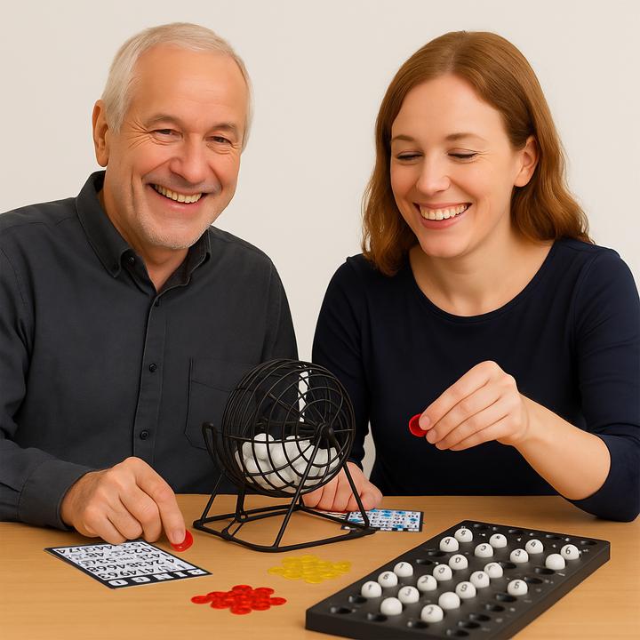 Immagine prodotto Relaxdays Gioco del bingo con tamburo della lotteria (Inglese)
