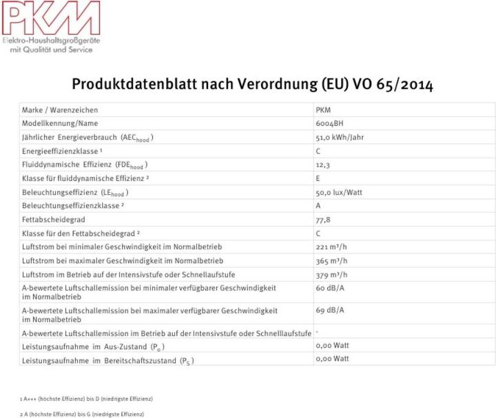 Valeurs nutritives et ingrédients PKM 6004BH Dunstabzugshaube 60cm LED Edelstahl Kaminhaube Wandhaube schwarz (Hotte murale)