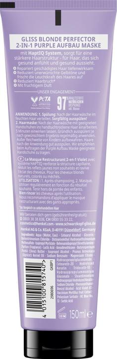 Produktbild Gliss 2-in-1 Aufbau Maske Blond Perfector (150 ml)