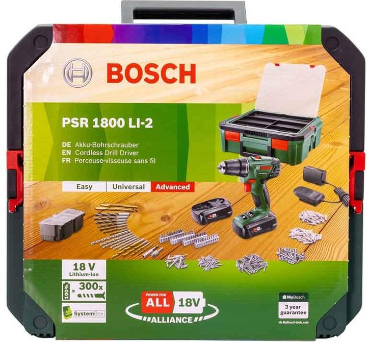 Productafbeelding Bosch Home & Garden PSR 1800 LI-2 Systeem Box Set (Oplaadbare batterij)