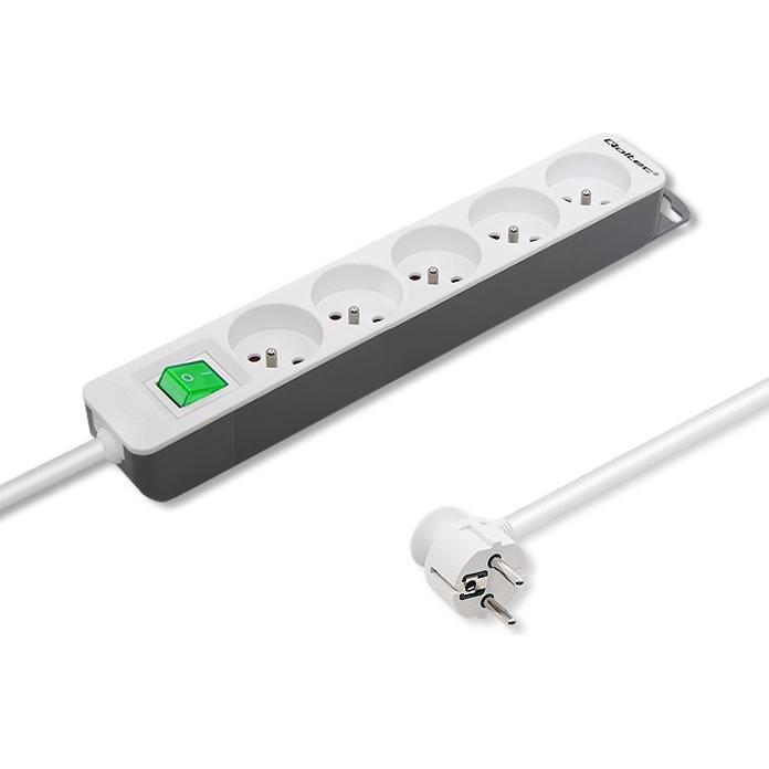 Qoltec, Steckdosenleiste, 50290 power extension 5 AC outlet(s) Indoor White (5 x, CEE 7/4, 1.80 m)