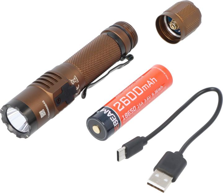 Actual product image AceBeam T35 LED-Taschenlampe mit bis zu 1.600 Lumen, 352 Meter Leuchtweite, 5.000K, braun (13.80 cm, 1600 lm)