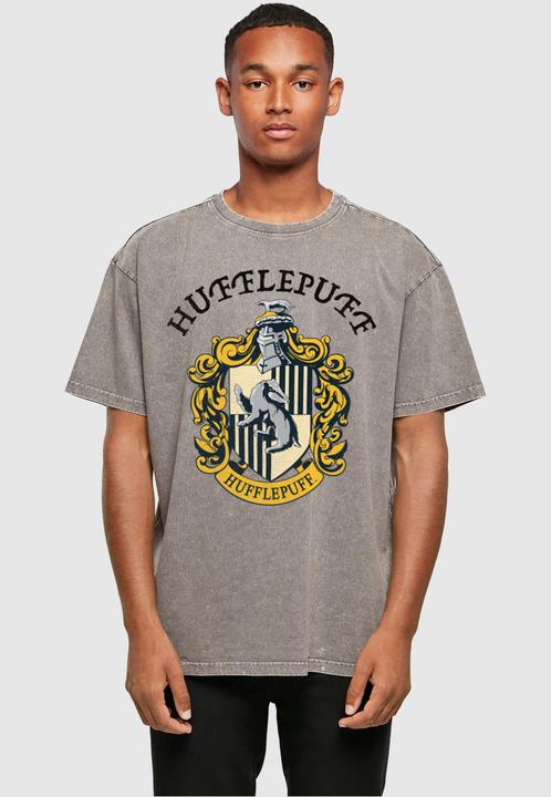 Produktbild Absolute Cult Harry Potter - Hufflepuff Crest Acid Washed Oversized Tee - 114717 (L)