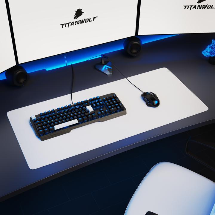 Produktbild Titanwolf Gaming Mauspad, XXL Speed Gaming Mausmatte / Extragrosse Fläche von 900 x 400mm, weiss (XXL)