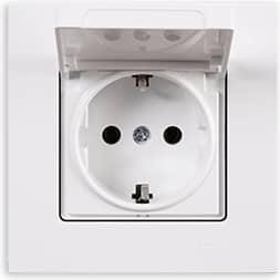 Gunsan Eqona Steckdose mit Deckel Unterputz Weiss, Taster + Schalter, Weiss