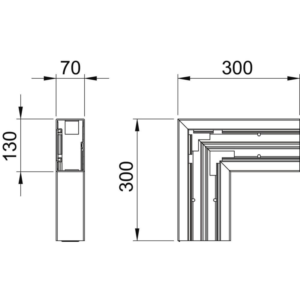 Thumbnail - OBO Bettermann, Leitungsführung, OBO GK-F70130LGR Flachwinkel 70x130mm PVC lichtgrau RAL7035 (7 cm)