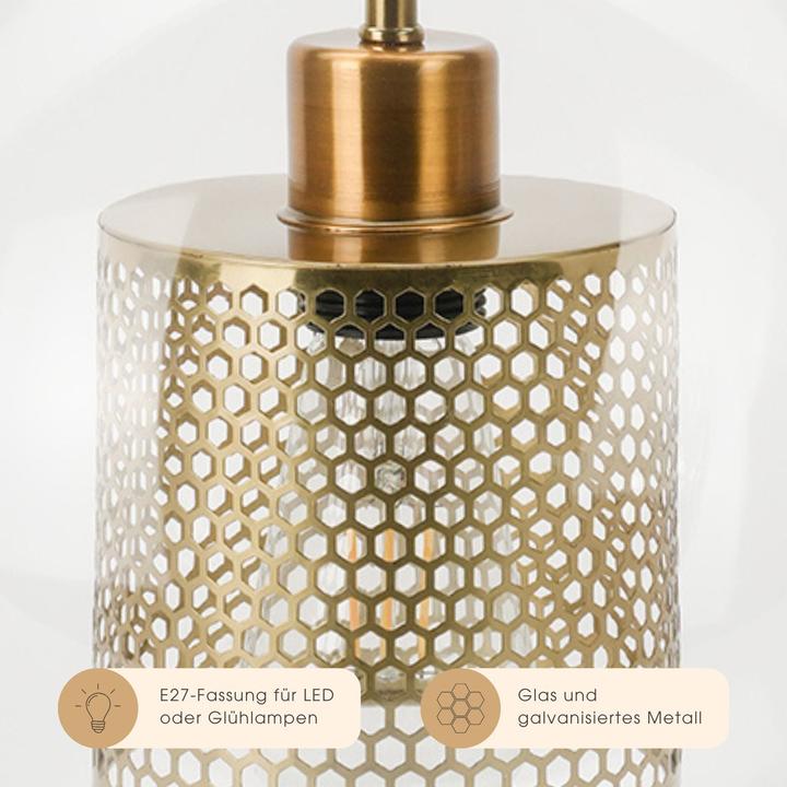 Produktbild Hermex Glas-Deckenleuchte Pendelleuchte Hängelampe Deckenlampe Hängeleuchte (E27)