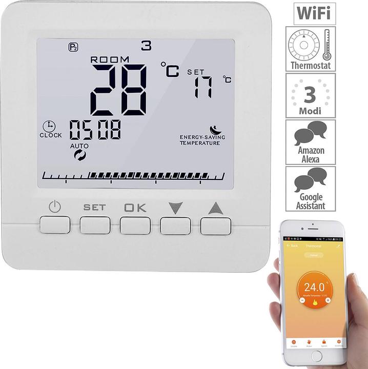 Revolt WLAN-Thermostat für Fussbodenheizung, kompatibel zu Alexa & Google Assistant