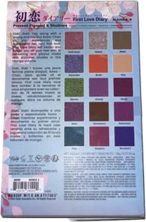 Actual product image Rude Cosmetics RUDE Manga Collection Pressed Pigments and Shadows First Love Diary