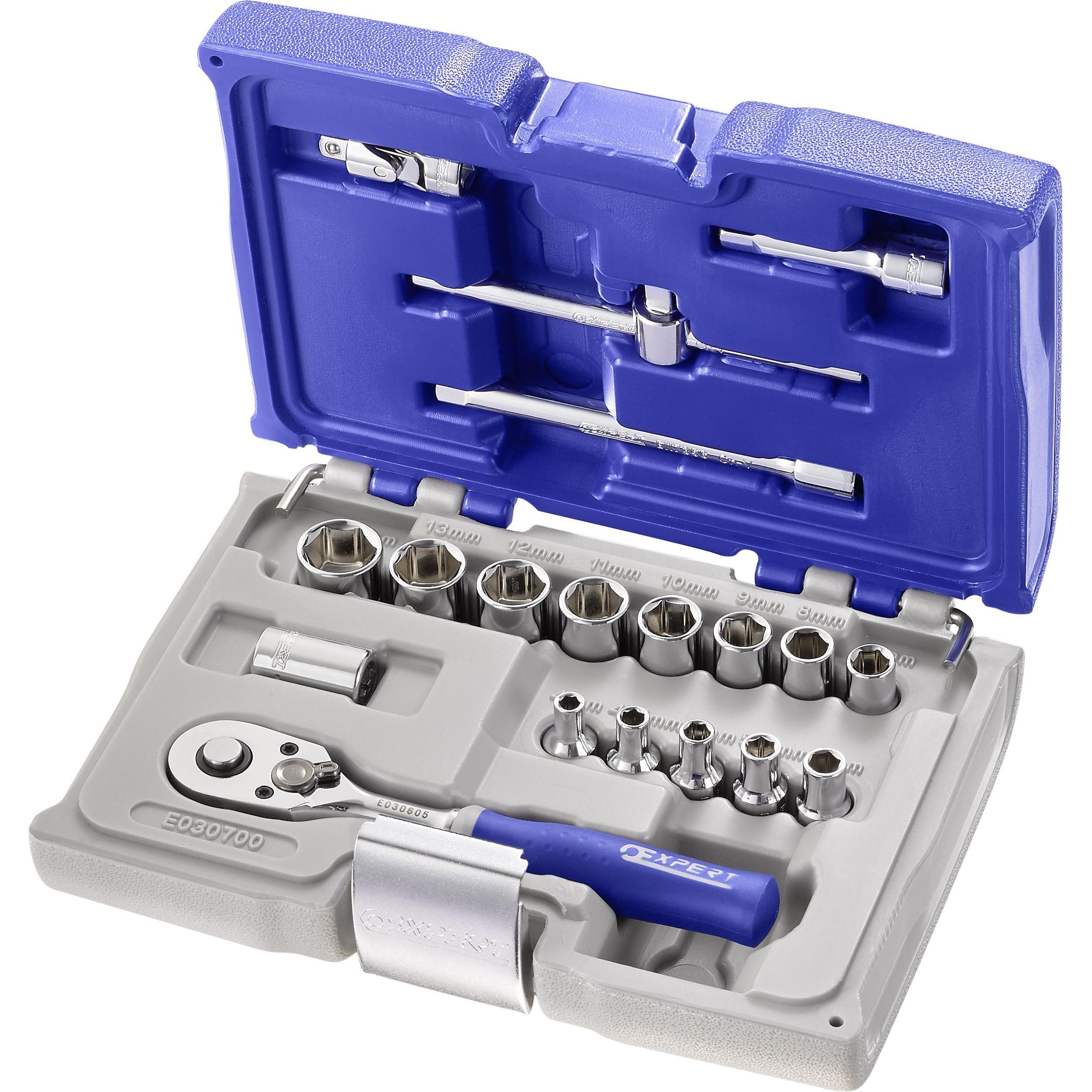 Expert, Chiave a bussola + esagonale, COMPOSIZIONE DOUILLES 1/4" - 19 PEZZI