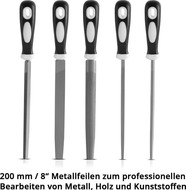 Produktbild Stahlwerk Stahlfeilen 5er Set 200 mm / 8" Raspeln / Metallfeilen / Feilen-Satz (200 mm)