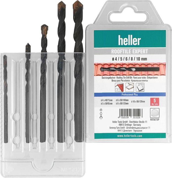 Actual product image Heller ROOFTILE EXPERT 5-piece roof tile drill bit set, 4/5/6/8/10mm light-coloured (4, 10)