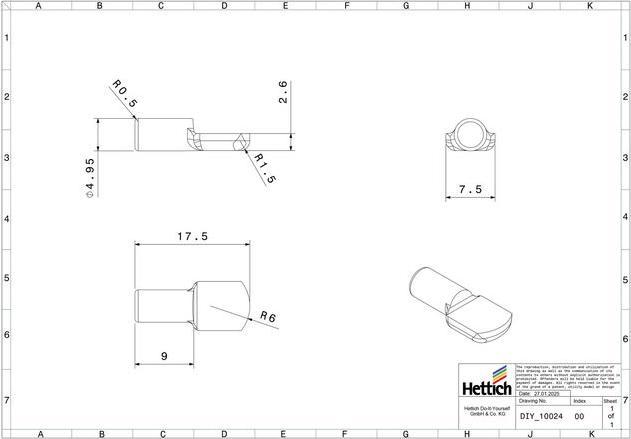 Produktbild Hettich Tablarträger Ø 5 mm, mit Löffelauflage, verzinkt (20 Stk.)