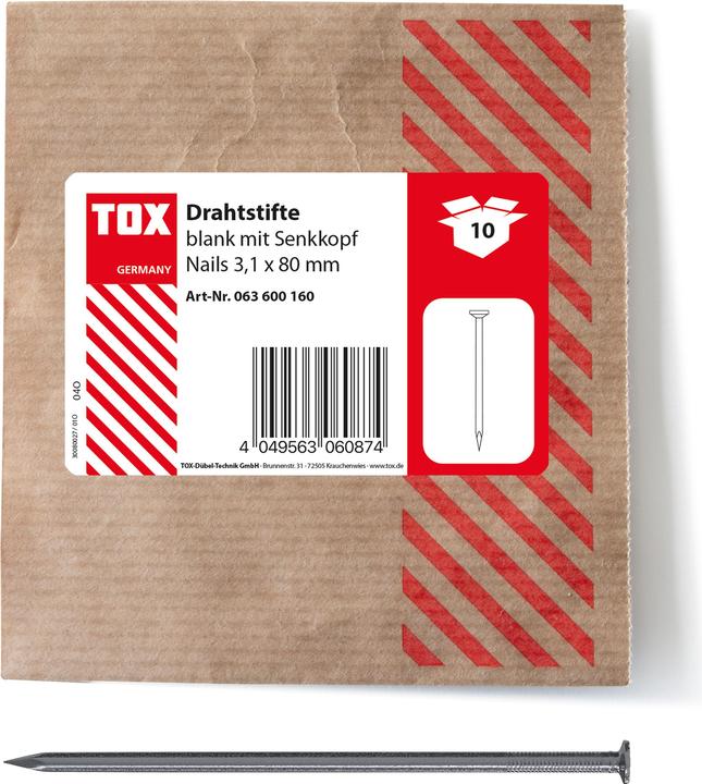 Productafbeelding Tox Clous 3,1x80 (10 stuks) Clous à tête fraisée brillants (10 Stuk, 80 mm)