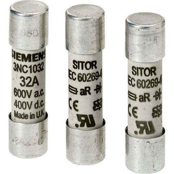 10x Siemens, Sicherung, SITOR-Zylindersicherung 14x51mm 32A 690V (Zylindersicherung, 32 A)