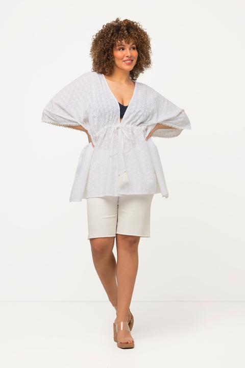 Actual product image Ulla Popken Needlework Tie-Front Kimono (50, 52, 54, 56)