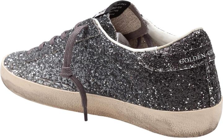 Actual product image Golden Goose super star glitter sneakers in silver and black color (39)