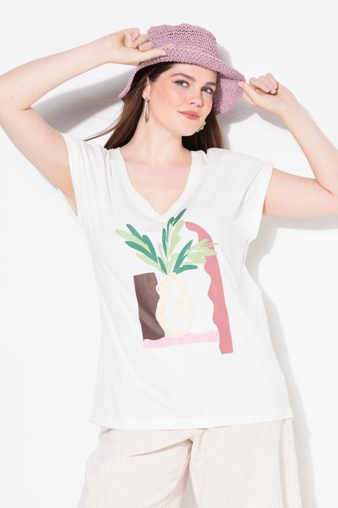 Produktbild Ulla Popken T-Shirt, Vase, V-Ausschnitt, Halbarm (58)