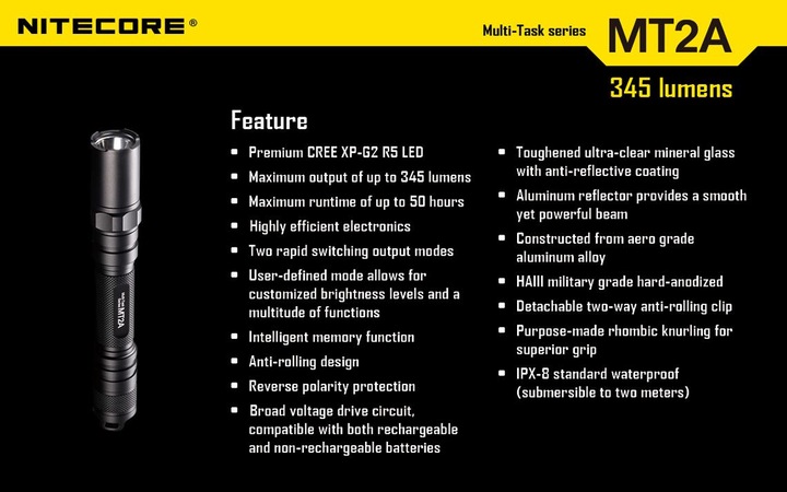 Actual product image Nitecore Mt2a (15.50 cm, 345 lm)