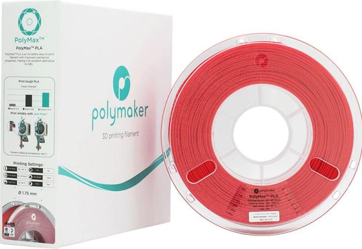 Produktbild Polymaker PolyMax Tough PLA Red 1.75mm 750g (PLA, 1.75 mm, 750 g, Rot)