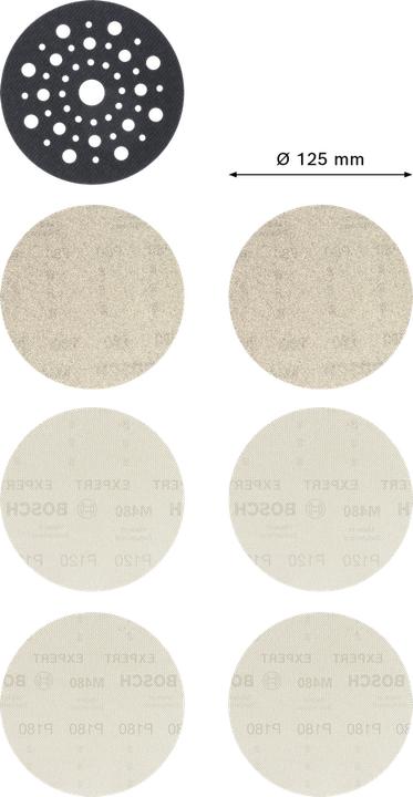 Produktbild Bosch Professional Zubehör EXPERT M480 Starter-Set für Exzenterschleifer, 125 mm, 7-tlg. (80, 120, 180)