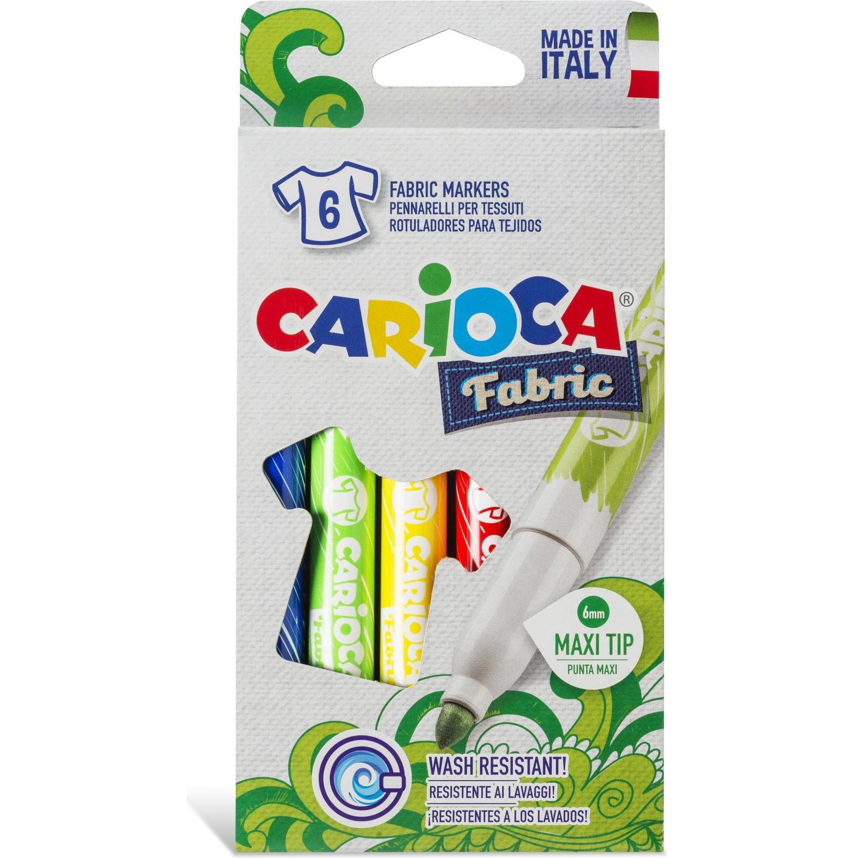 Carioca, Marker, Textilmarker Fabric (Mehrfarbig, 3 mm, 6 x)