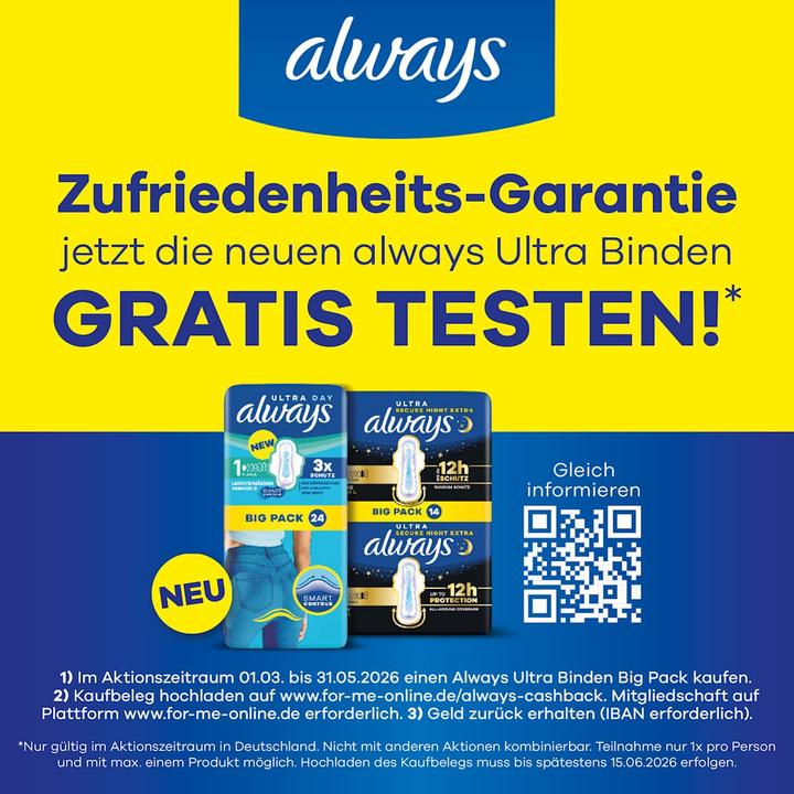 Produktbild Always Ultra Binde Normal mit Flügeln BigPack (24x)