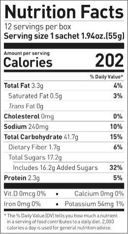 Valeurs nutritives et ingrédients Maurten Solide 160 (660 g, 12 pcs)