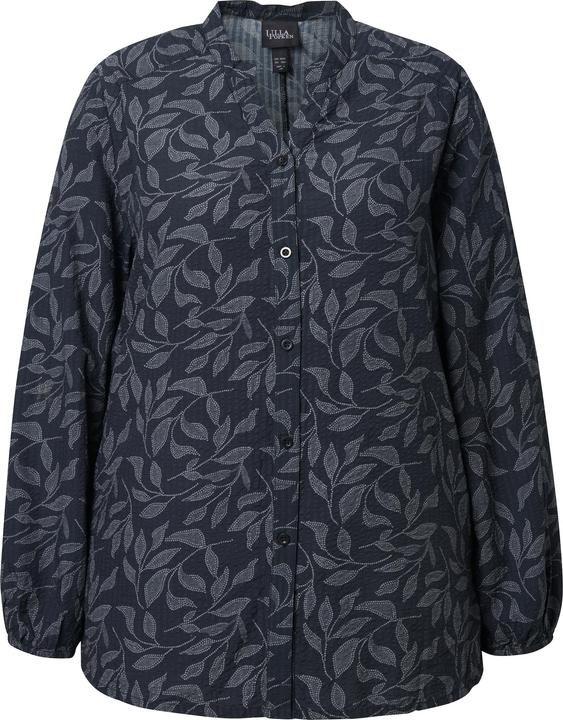 Image du produit Ulla Popken Chemisier en cupro mélangé, motif feuilles, manches longues et col légèrement montant (58)