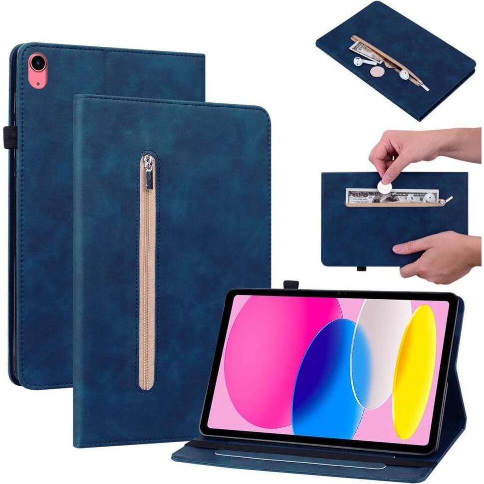 Thumbnail - Cover-Discount iPad 2022 (10.Gen) - Schutzhüllle mit Zipper Tasche blau (iPad 2022 (10. Gen)), Tablet Hülle, Blau