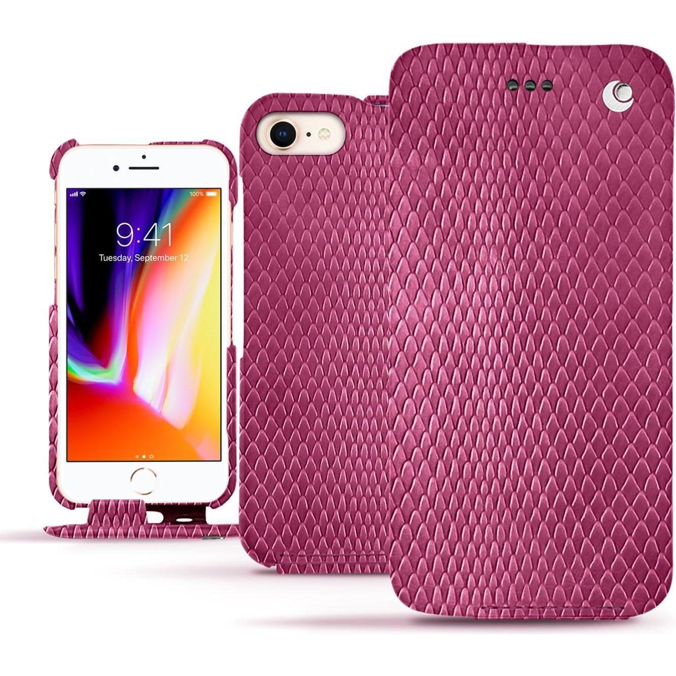 Noreve Lederschutzhülle vertikal (Apple iPhone 8), Smartphone Hülle, Rosa