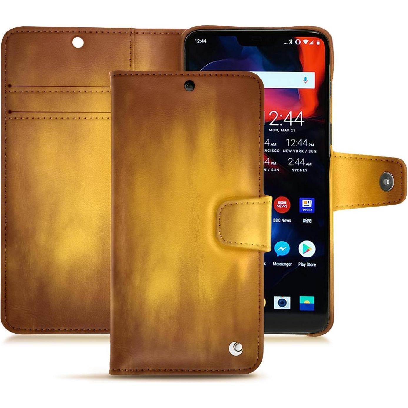 Noreve Lederschutzhülle Wallet (OnePlus 6), Smartphone Hülle, Gold