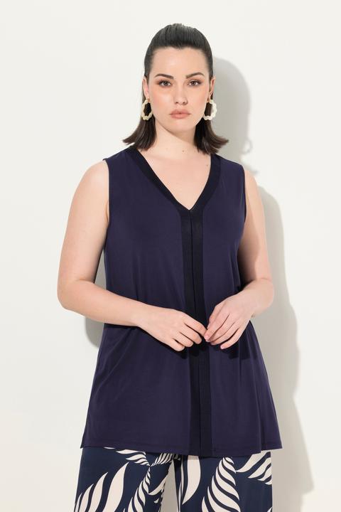 Produktbild Ulla Popken Top, Strickblende, A-Linie, V-Ausschnitt, ärmellos (58)