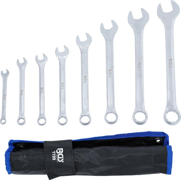 Actual product image BGS Combination Spanner Set Inch Sizes 1/8" - 9/16" Withworth 8 pcs.