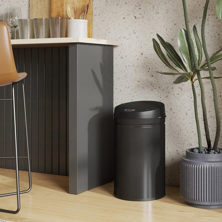 Produktbild Homcom Sensor-Mülleimer Edelstahl, Kunststoff Schwarz (30 l)